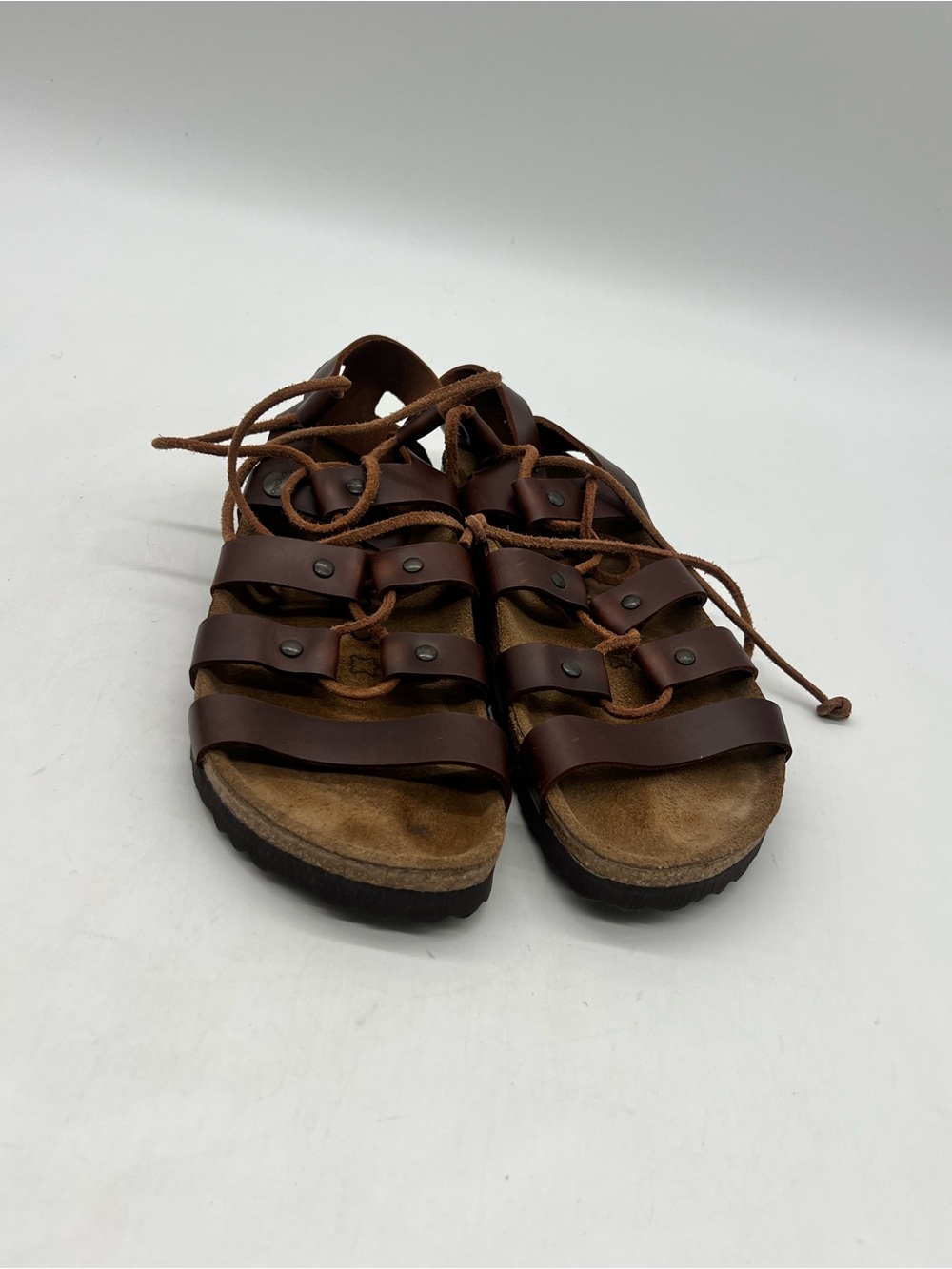 Birkenstock Papillio Cleo Women 6 Brown Leather Gladiator Strappy Wrap Sandals